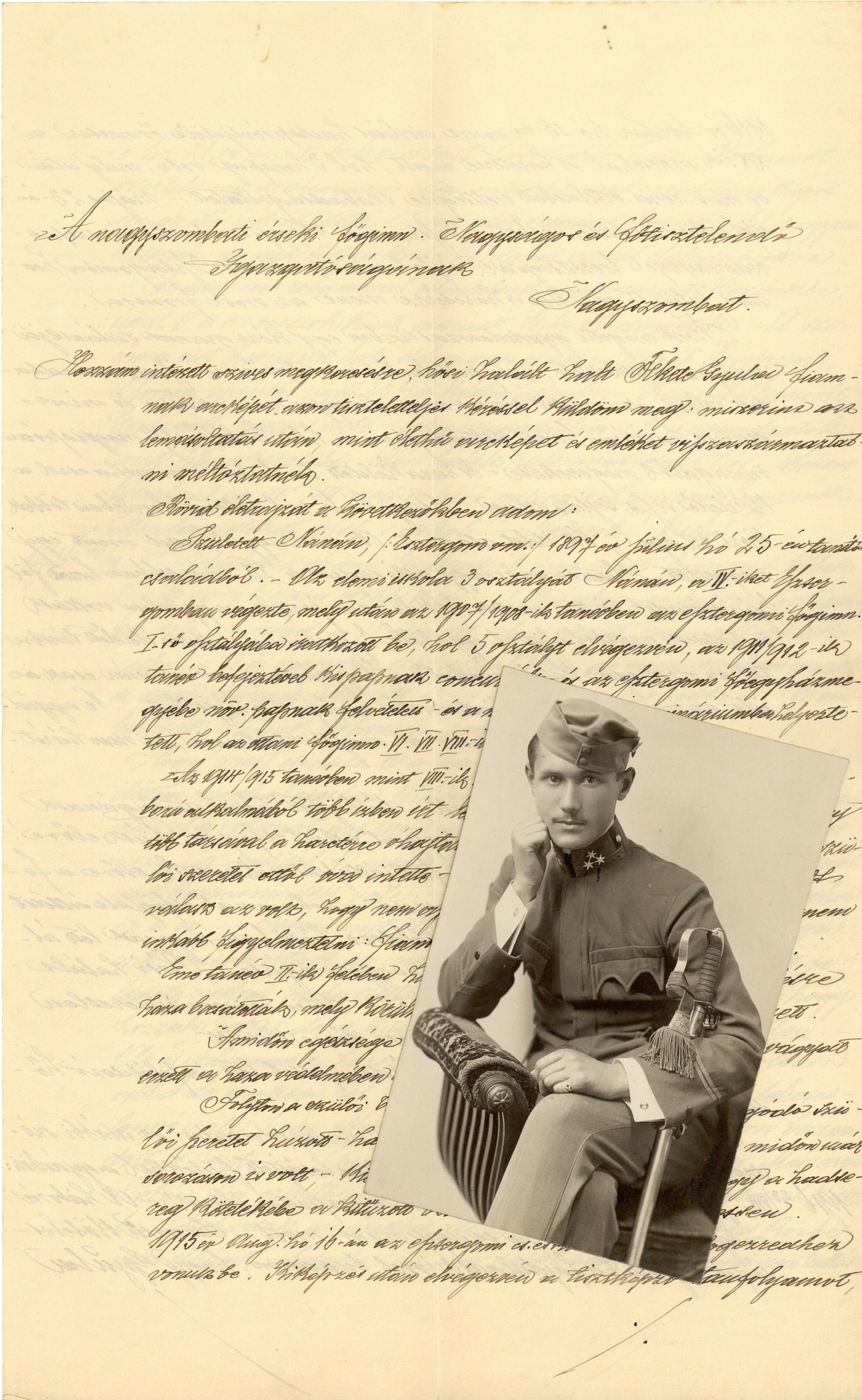 Stručný životopis a fotografia študenta gymnázia v Trnave Gyulu Feketeho ktorý padol v 1. svetovej vojne.